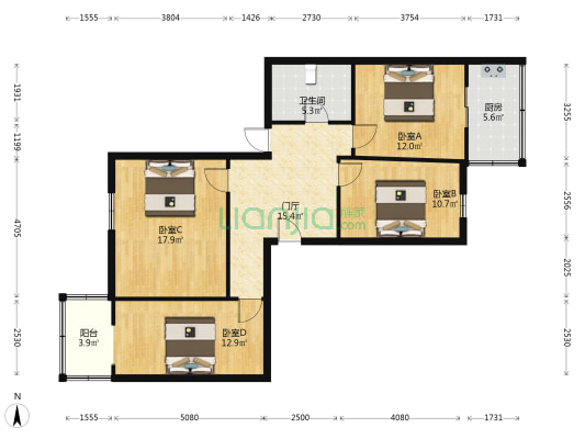 太原刚玉砂轮厂小区 4室0厅1卫 140平方