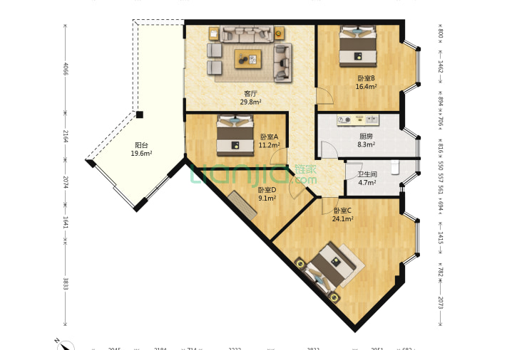 深圳翡翠明珠花园4室1厅1卫127 87 户型图 翡翠明珠花园户型图详情 深圳链家