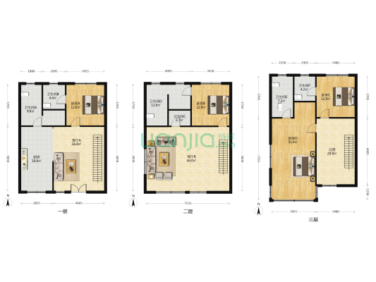 北新路393号 4室2厅6卫 274平方