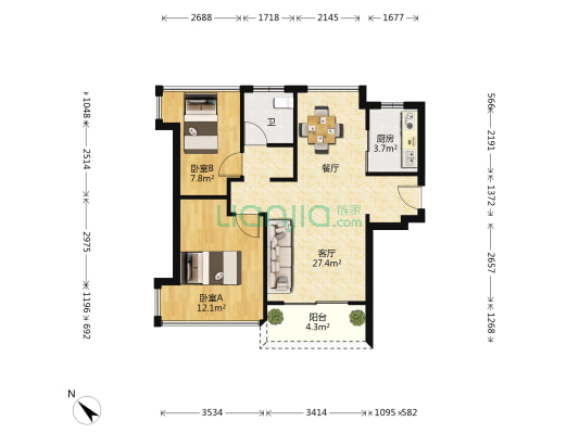 华发悦府 2室1厅1卫 71平方