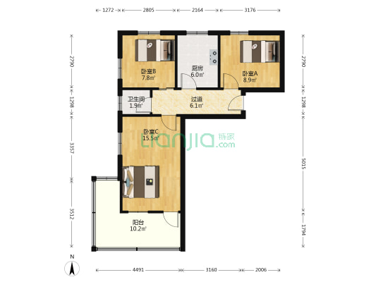 沾化路7号 3室0厅1卫 66平方
