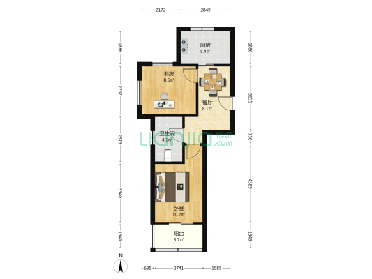 缤纷东院 2室1厅1卫 64平方
