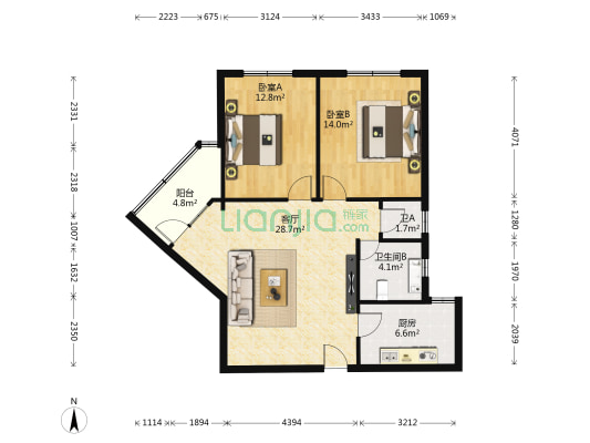 烟草公司家属楼（火车站西路） 2室1厅2卫 75平方