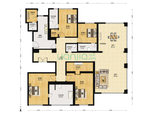 东山condo 4室2厅5卫 399平方