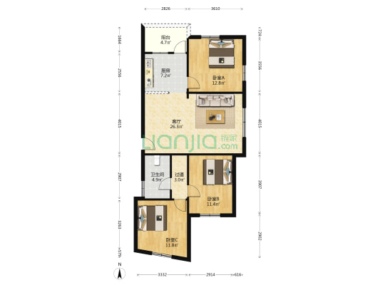 安阜大街 3室1厅1卫 97平方