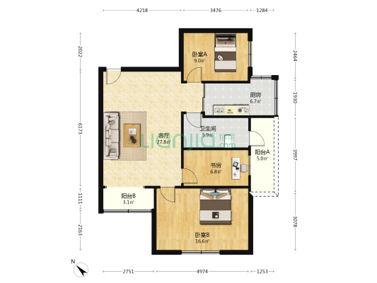 金湖雅居 3室1厅1卫 98平方