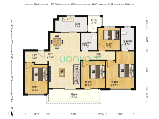 首开龙湖景粼玖序 4室1厅2卫 131平方