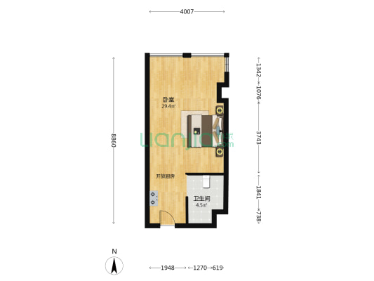 尚都汇C区块 1室0厅1卫 55平方