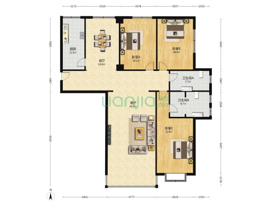 农牧厅家属院 3室2厅2卫 208平方