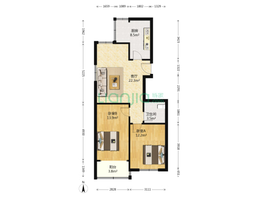 天林家园 2室1厅1卫 81平方
