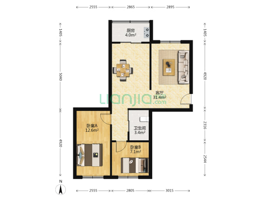 華天佳苑湖西小區 2室1厅1卫 77平方