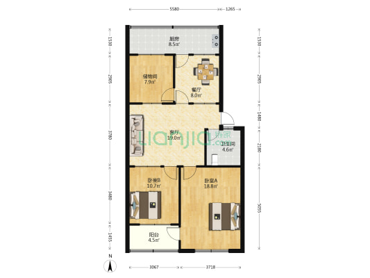 药材公司家属院 2室2厅1卫 93平方