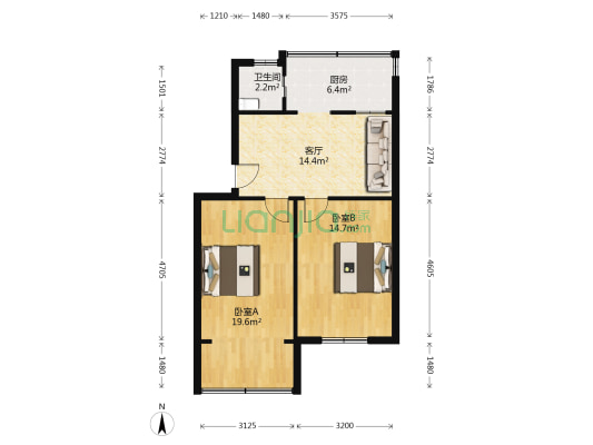 合纤宿舍 2室1厅1卫 71平方