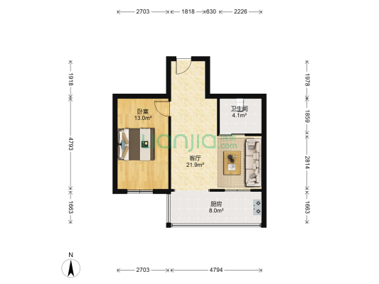 春江小区 1室1厅1卫 64平方