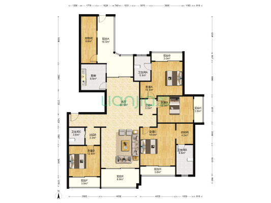 雅居乐滨江国际一期 4室1厅3卫 228平方