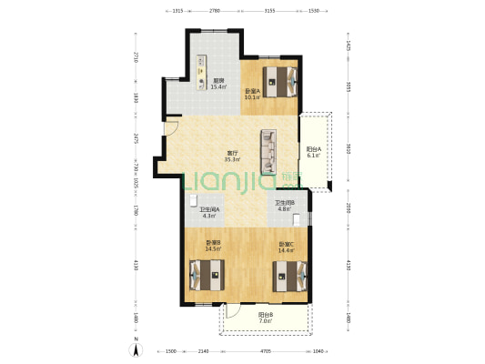 董悦佳园 3室1厅2卫 141平方