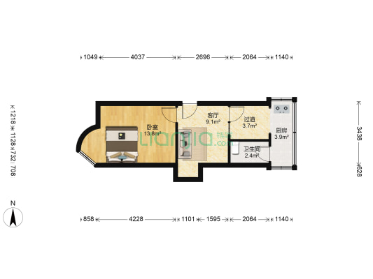 公交宿舍 1室1厅1卫 41平方