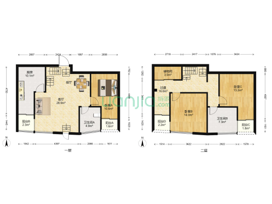 丽岛漫城 3室1厅2卫 141平方