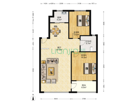 金寓花园四期 2室1厅1卫 110平方