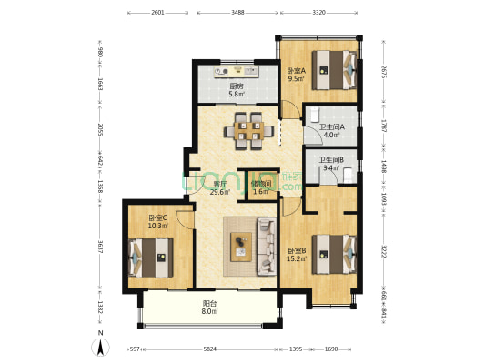 玉澜府 3室1厅2卫 113平方