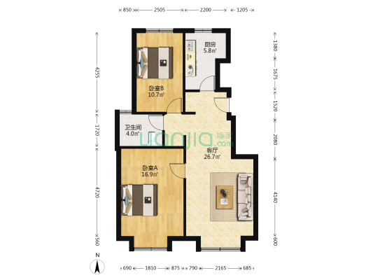 宝坻·万科城市之光 2室1厅1卫 85平方