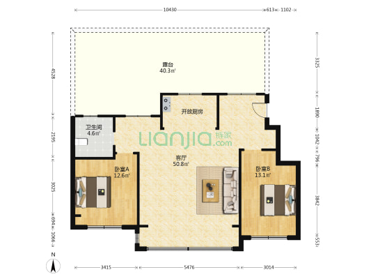 华润置地公元九里一期 2室1厅1卫 98平方