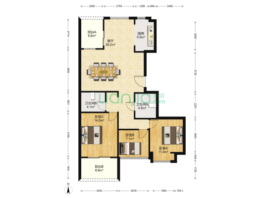 诚意锦苑 3室1厅2卫 125平方