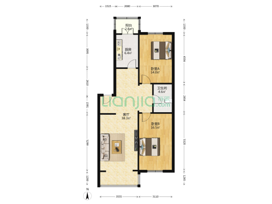 安泰小区 2室1厅1卫 105平方