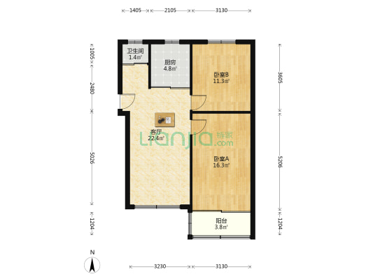杨家山供电局宿舍 2室1厅1卫 73平方