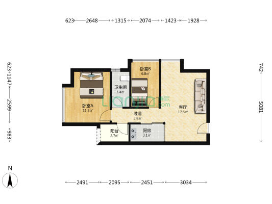 新仕名府 2室1厅1卫 70平方