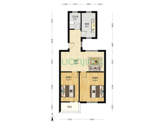 物资局家属院 2室1厅1卫 73平方