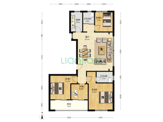 碧桂园铂玺湾 4室1厅2卫 119平方