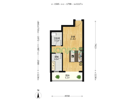 全季首府 1室0厅1卫 45平方