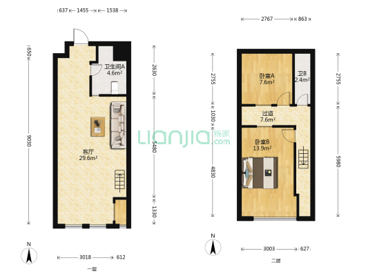 润丰公寓 2室1厅2卫 49平方
