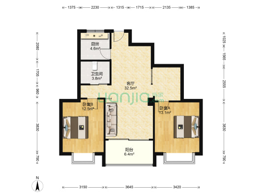锦绣嘉园 2室1厅1卫 91平方
