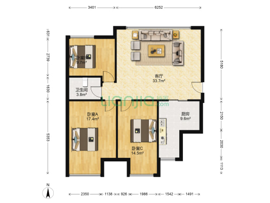 御龙庭 3室1厅1卫 125平方