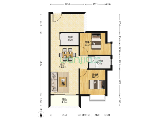 华兴金盛丽景 2室1厅1卫 78平方