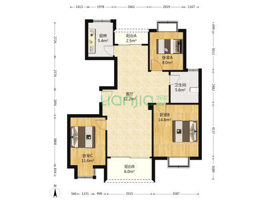 科嘉苑 3室1厅1卫 112平方