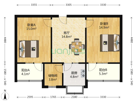 市农机化研究所 2室1厅0卫 57平方