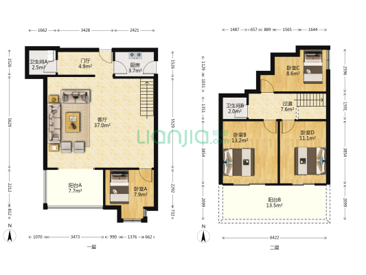 成功格林尚城 4室1厅2卫 111平方