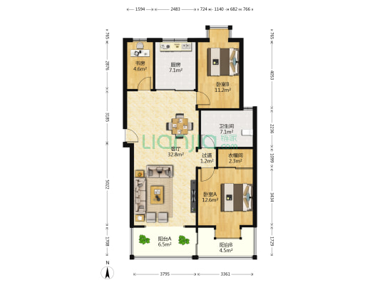 传世经典二期 3室1厅1卫 102平方
