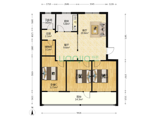 文苑小区(寿光市) 3室2厅1卫 115平方