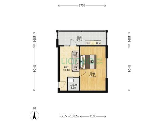 富江家园 1室1厅1卫 48平方