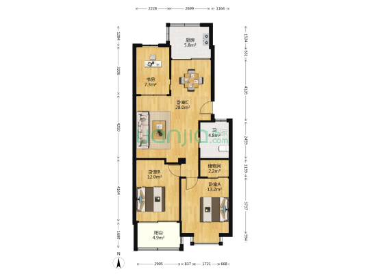 清川佳园 4室0厅1卫 93平方