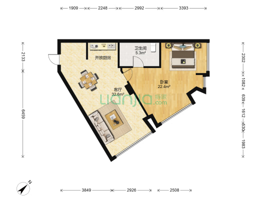 狮山峰汇 1室1厅1卫 86平方