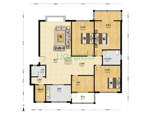 佛山路西一段77号 4室1厅2卫 179平方