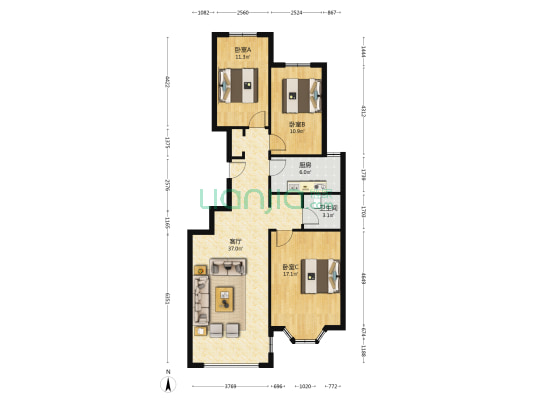 钻石洋房房本满二，好楼层诚意出售-户型图