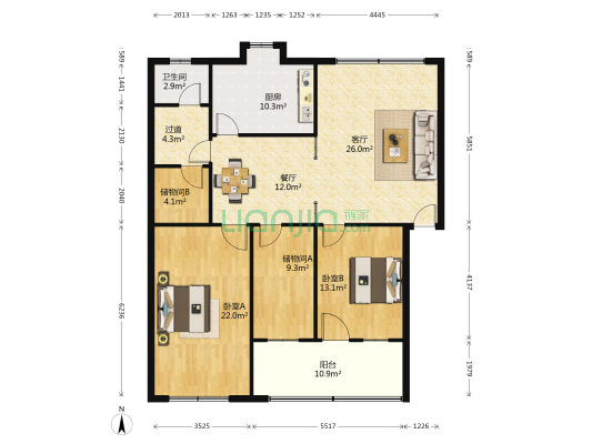 襄阳市襄城区司法局家属院 2室2厅1卫 130平方