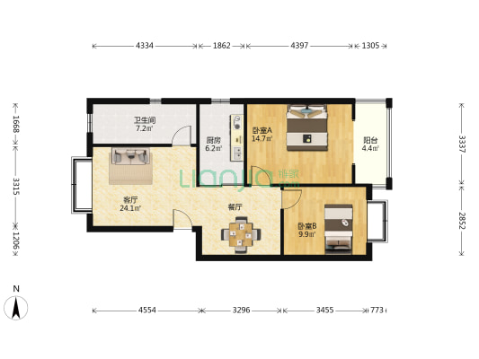 京广花园南区 2室1厅1卫 85平方