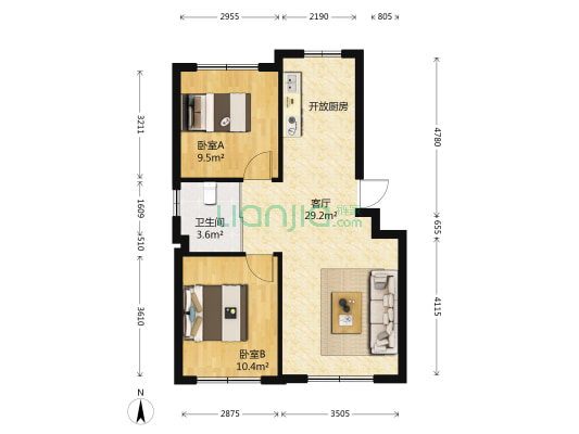 华源公园1号二期 2室1厅1卫 73平方